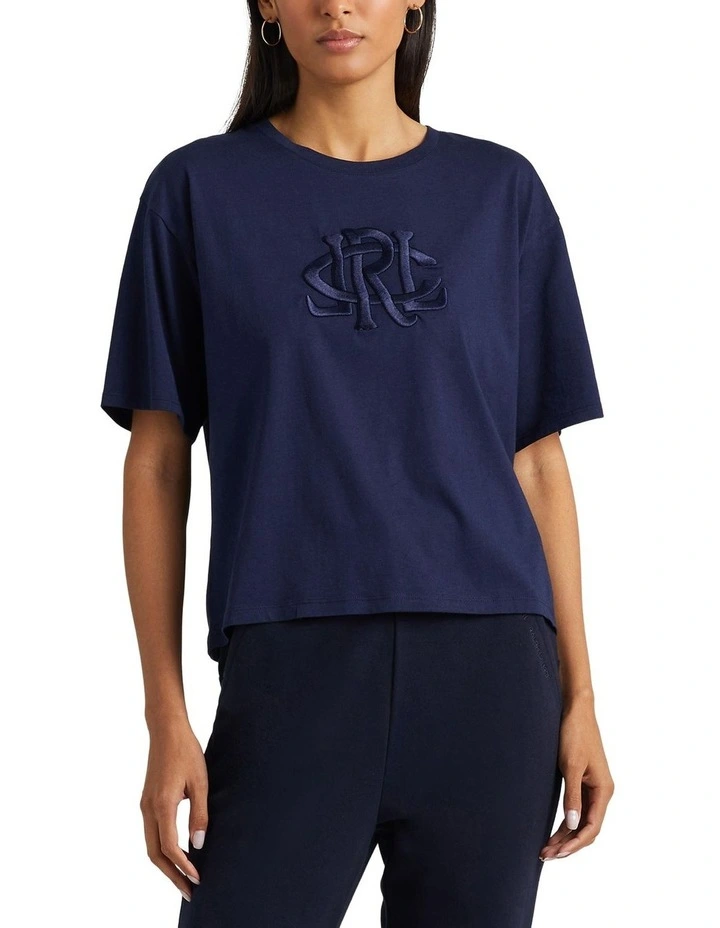 Logo Jersey Oversize Tee in Navy image 1