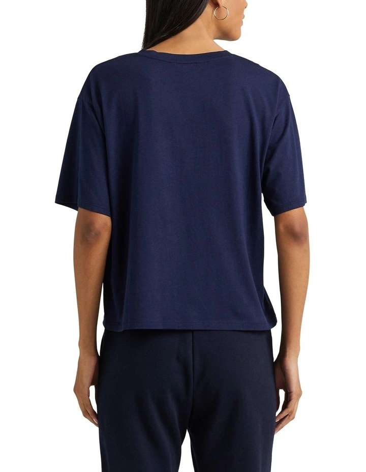 Logo Jersey Oversize Tee in Navy image 2