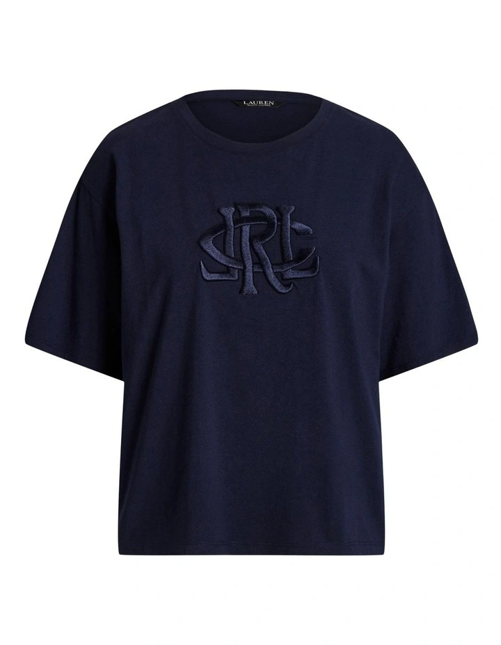Logo Jersey Oversize Tee in Navy image 4