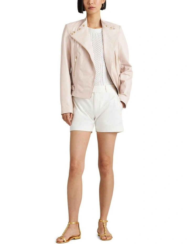 Lambskin Moto Jacket in Pink image 3