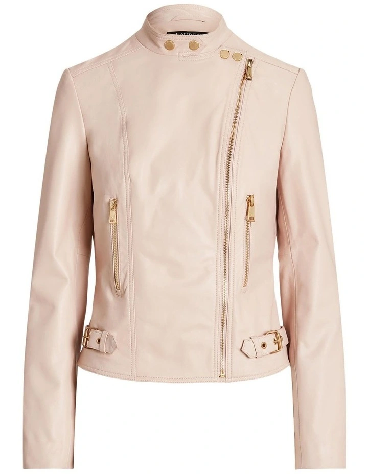 Lambskin Moto Jacket in Pink image 4