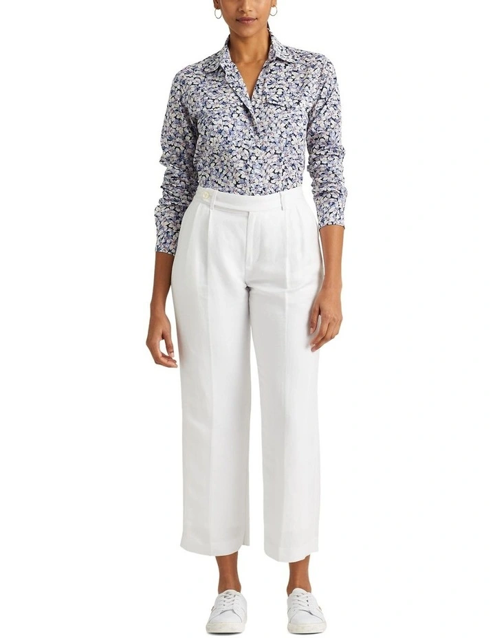 Floral Cotton Voile Shirt in Blue image 3