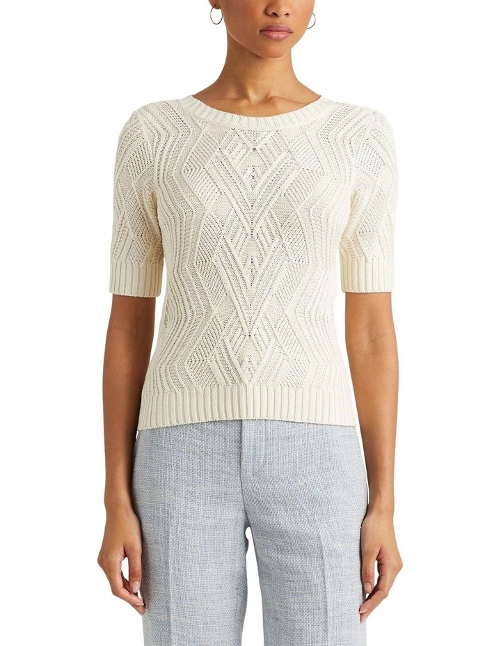 Cotton-Blend Sweater in Natural image 1