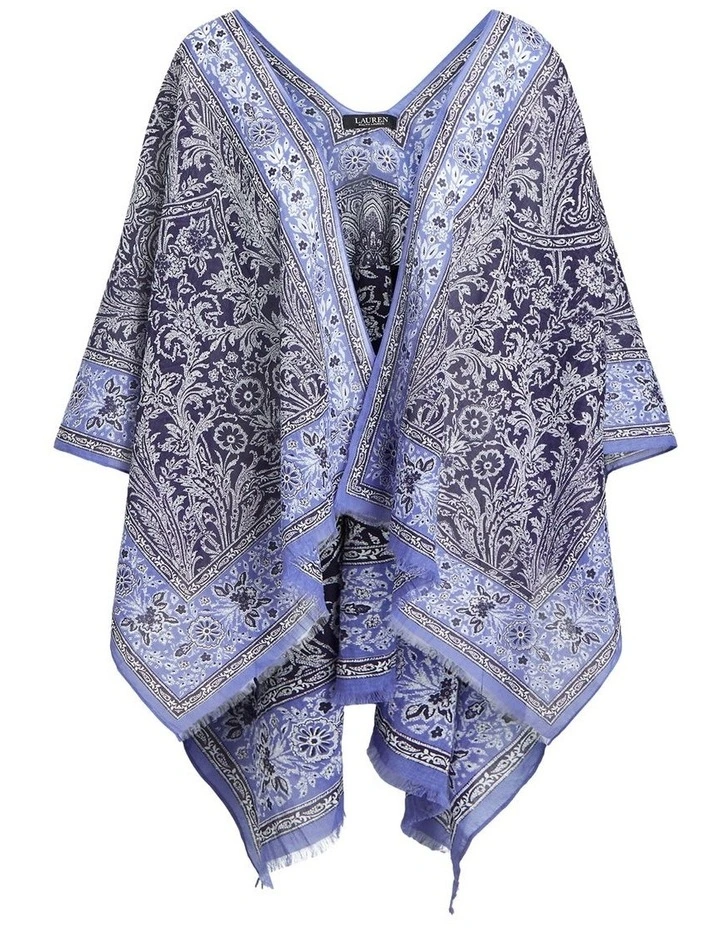 Print Cotton Ruana in Blue image 1