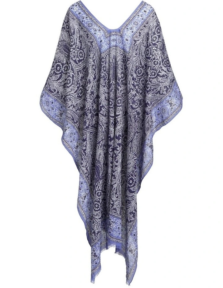 Print Cotton Ruana in Blue image 2