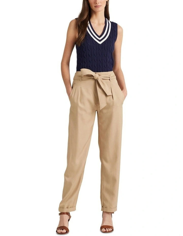 Cable-Knit Cotton Cricket Sweater Vest in Navy image 3