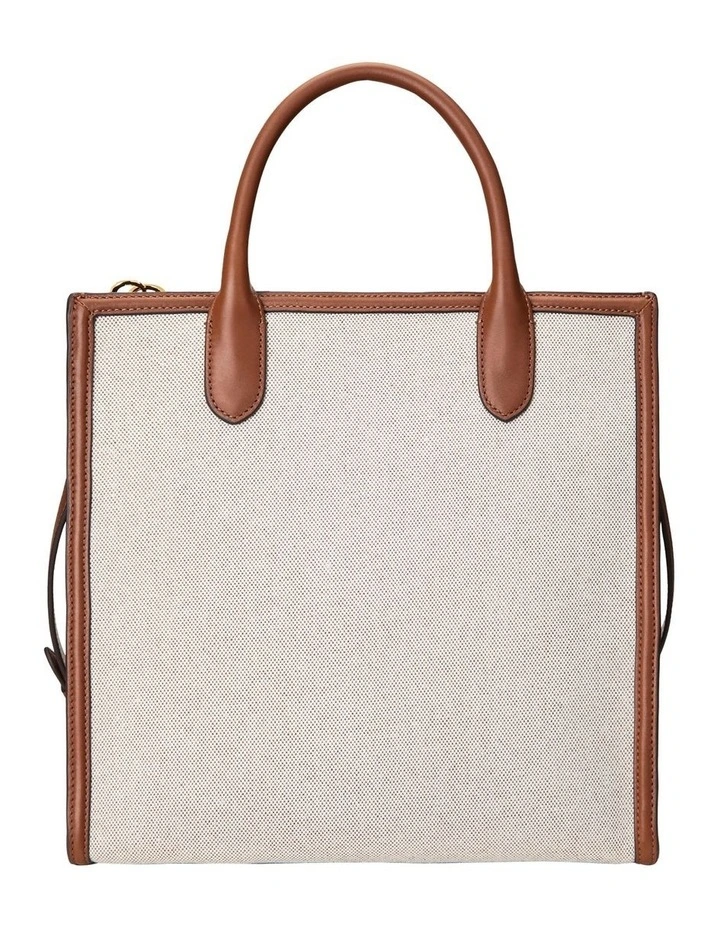 Canvas Large Symone Tote Bag in Beige image 3