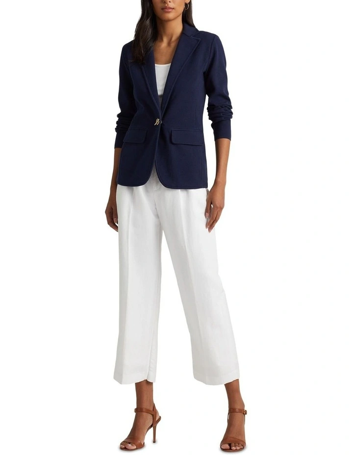Cotton Blend Blazer in Navy image 3