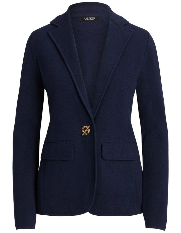 Cotton Blend Blazer in Navy image 4