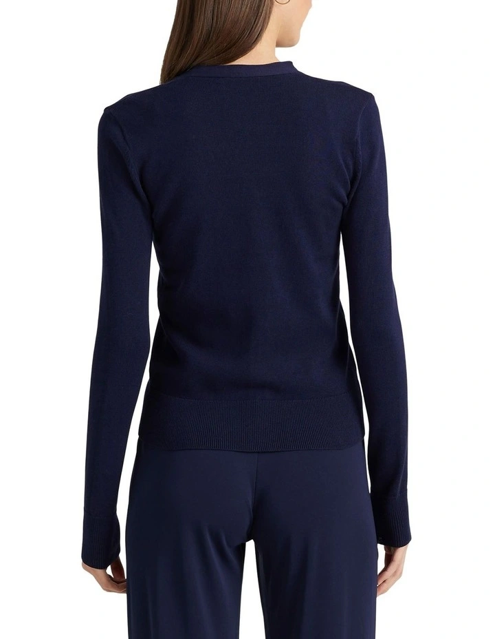 Cotton Blend Cardigan in Navy image 2