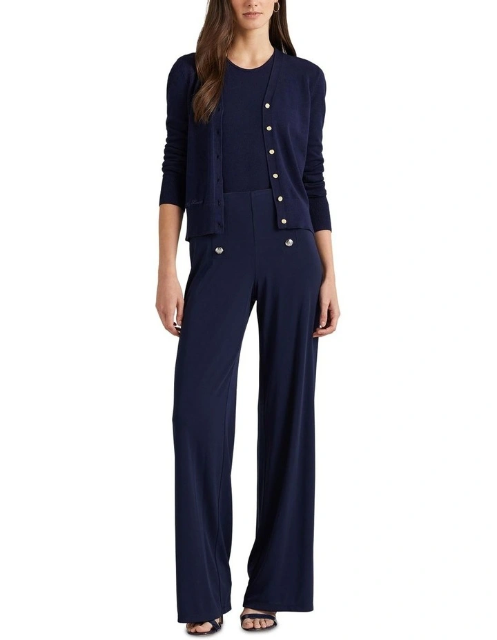 Cotton Blend Cardigan in Navy image 3