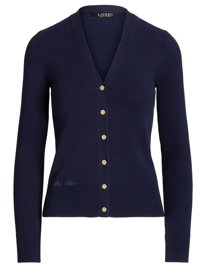 Cotton Blend Cardigan in Navy image 4