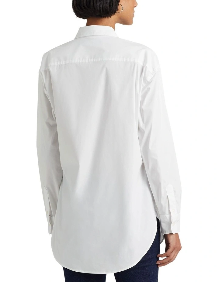 Stretch Cotton Blend Shirt in White image 2