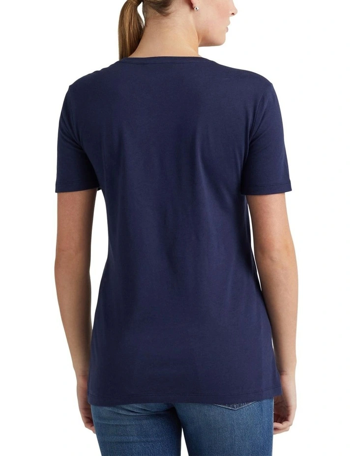 Logo Cotton-Blend Tee in Navy image 2