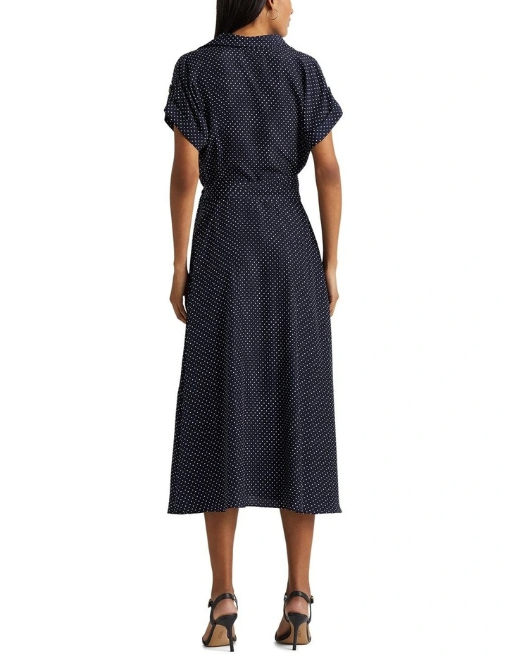 Polka-Dot Crepe Dress in Navy image 2