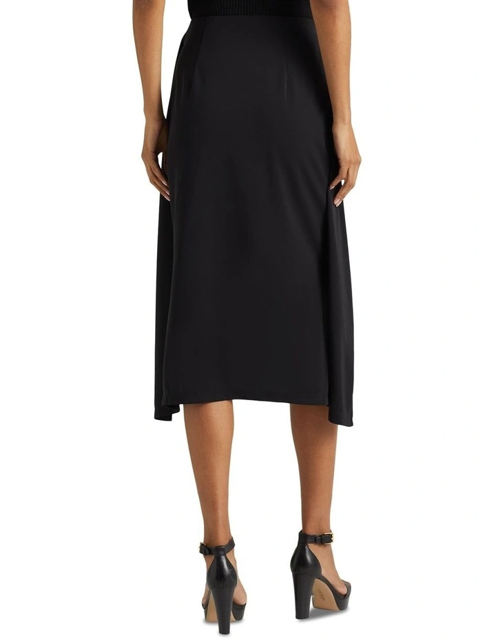 Tie-Front Stretch Jersey Midi Skirt in Black image 2