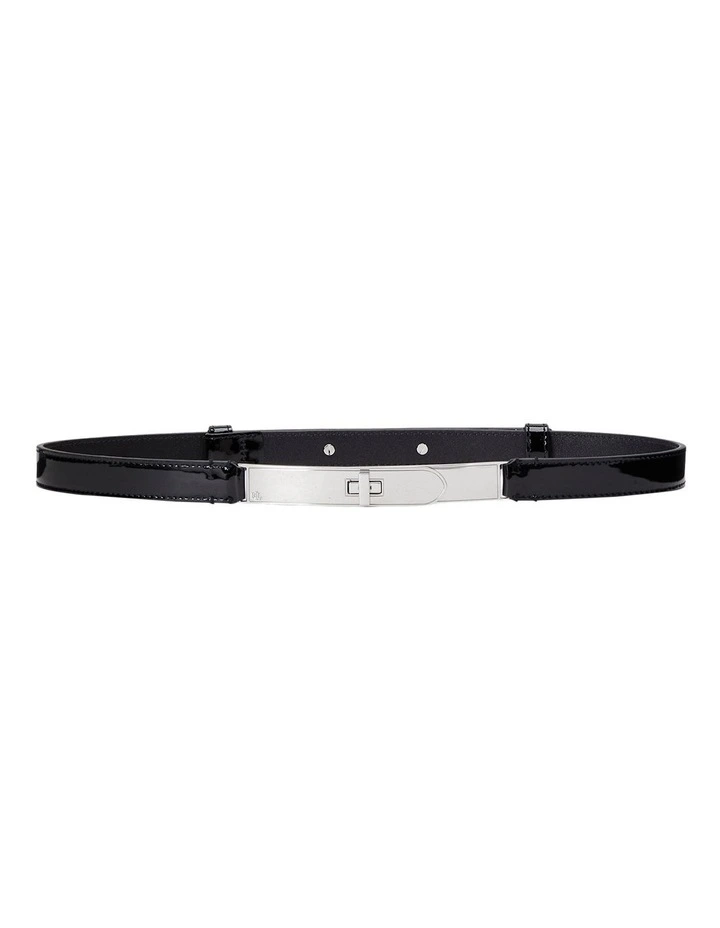 Turn-Lock Skinny Leather Belt in Black image 1