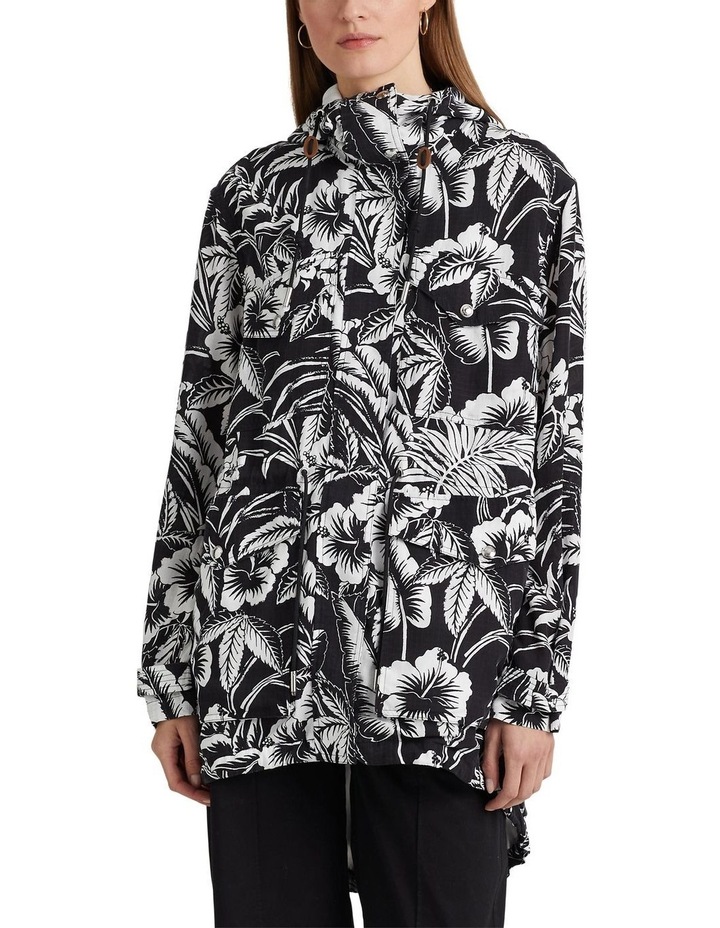 Floral Ripstop Hooded Windbreaker Black