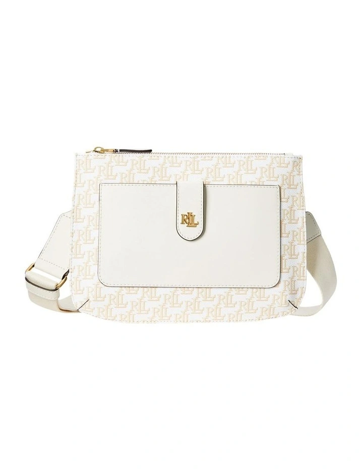 Coated Canvas Medium Jamey Crossbody Bag in White image 1