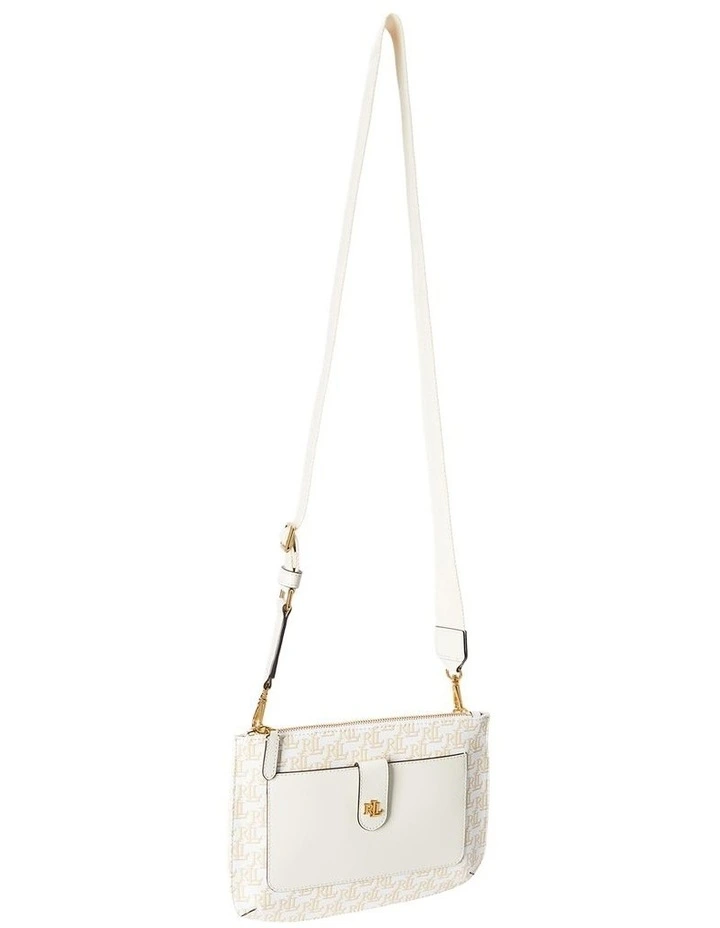 Coated Canvas Medium Jamey Crossbody Bag in White image 2