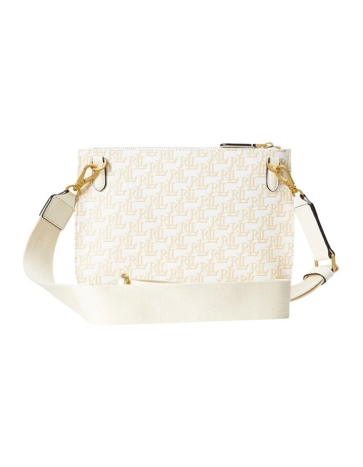 Coated Canvas Medium Jamey Crossbody Bag in White image 3