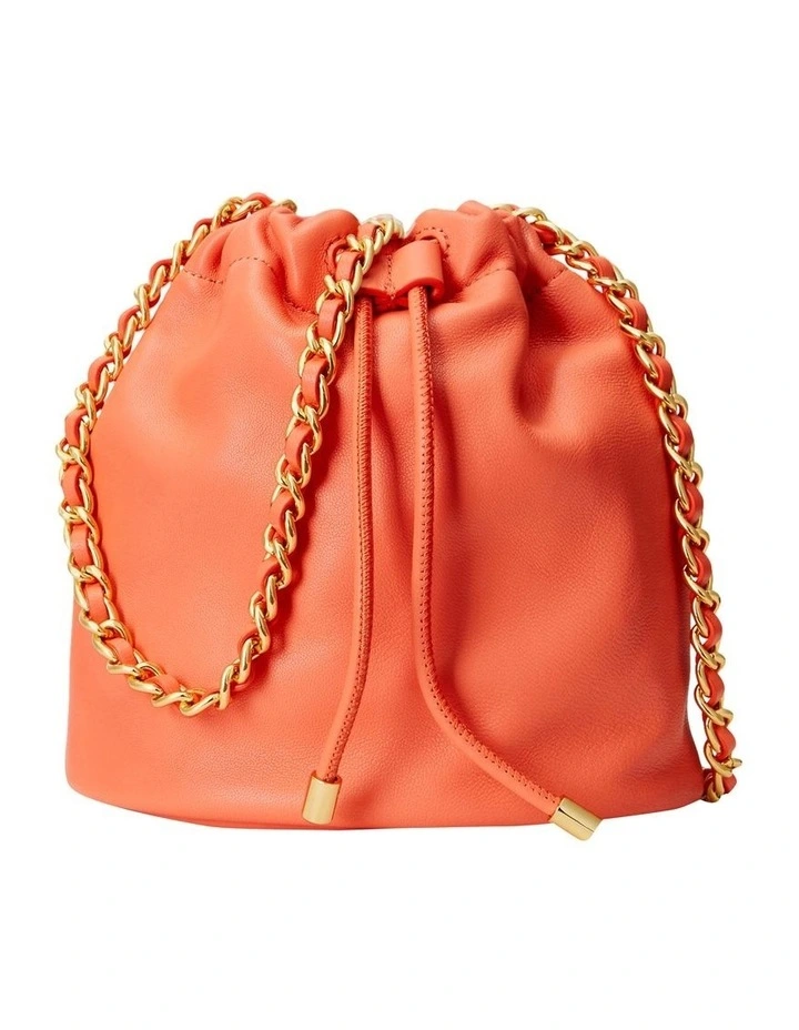 Nappa Leather Medium Emmy Bucket Bag in Orange image 1