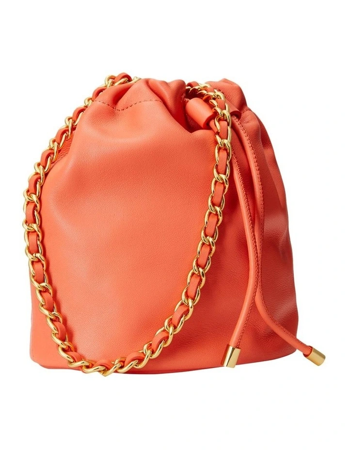Nappa Leather Medium Emmy Bucket Bag in Orange image 2