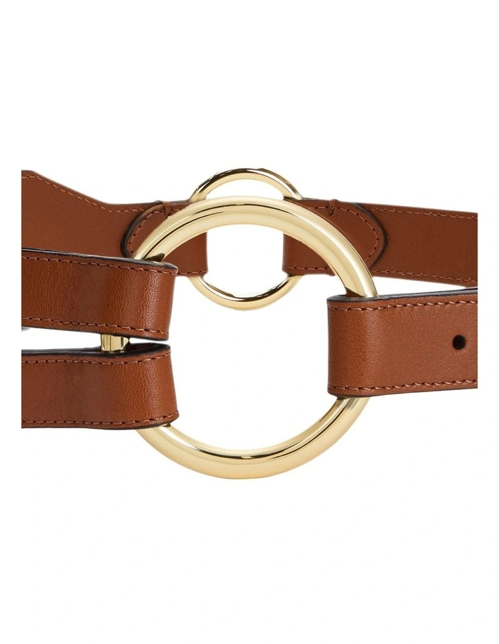 Tri-Strap O-Ring Leather Belt in Brown image 2
