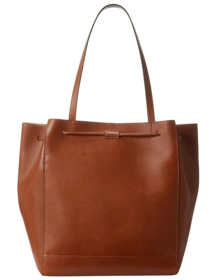 Leather Medium Andie Drawstring Tote in Brown image 3