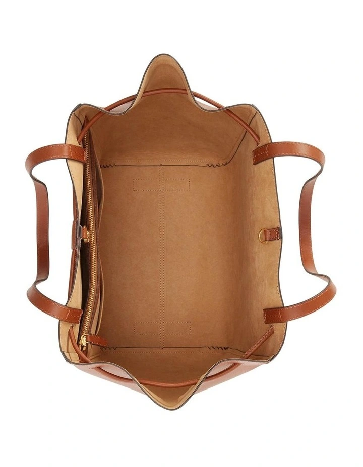 Leather Medium Andie Drawstring Tote in Brown image 4