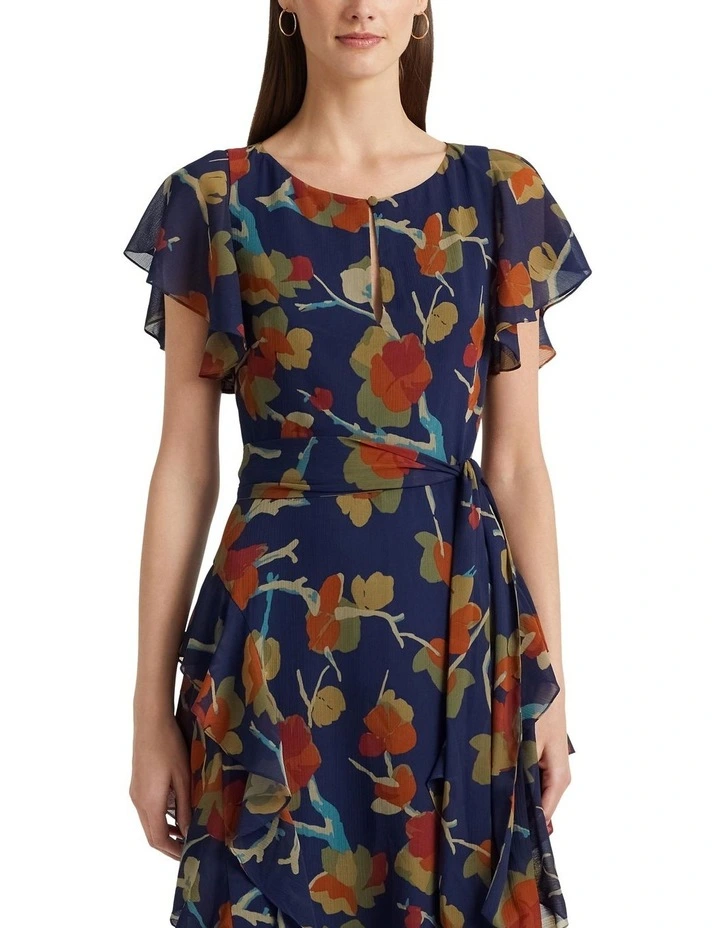 Lauren Ralph Lauren Floral Ruffle-Trim Georgette Dress in