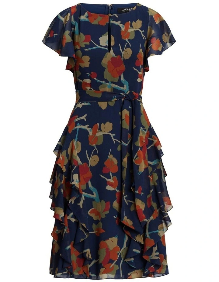 Lauren Ralph Lauren Floral Ruffle-Trim Georgette Dress in