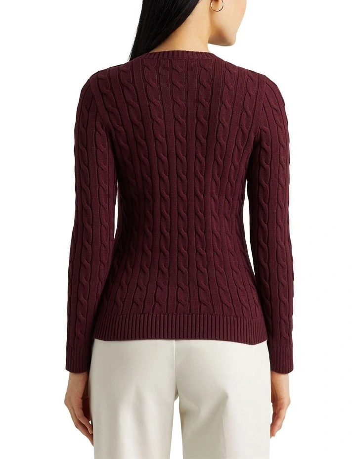 Bullion Cable-Knit Cotton Sweater in Red image 2
