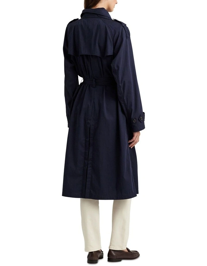 Double-Breasted Twill Trench Coat in Navy image 2