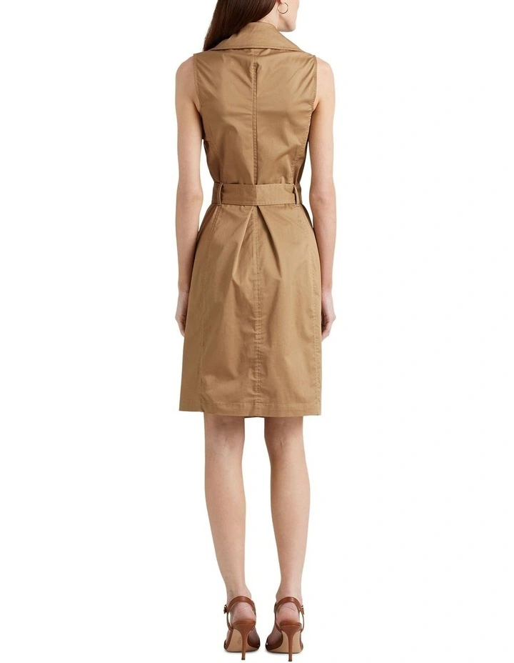 Micro-Sanded Twill Sleeveless Dress in Brown image 2