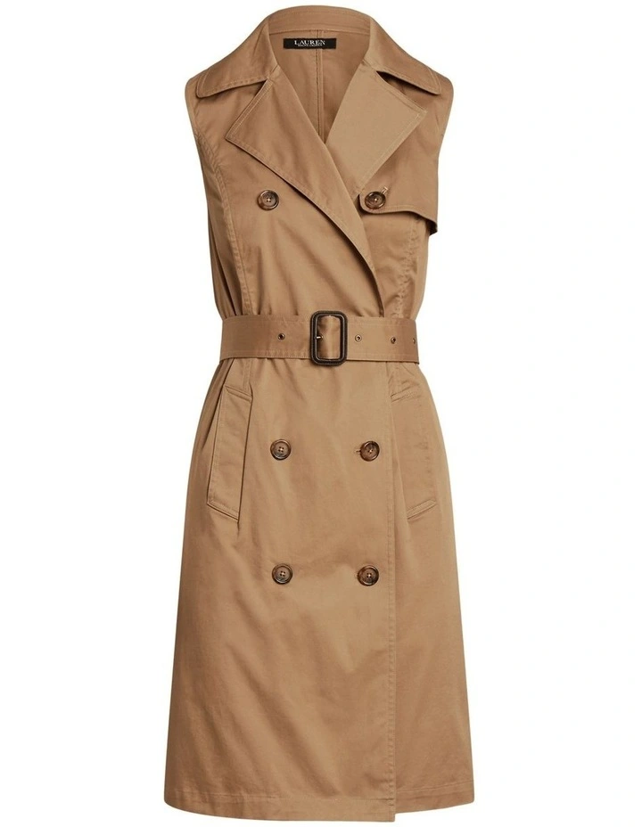 Micro-Sanded Twill Sleeveless Dress in Brown image 4