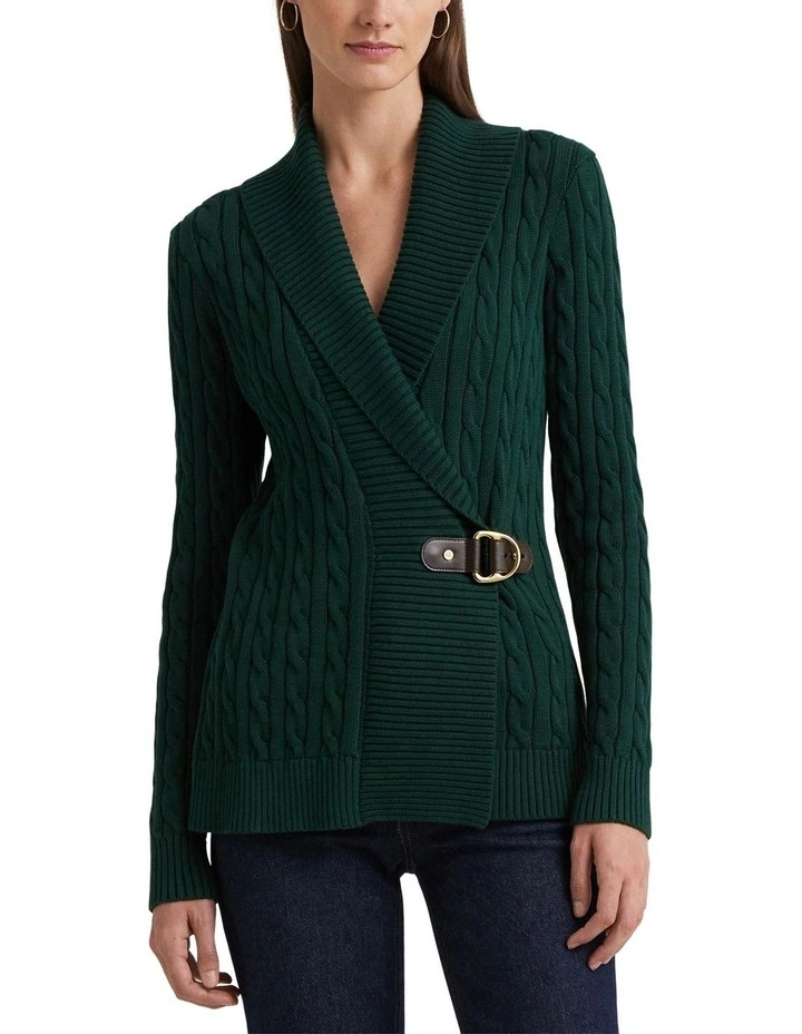 Buckled Cotton Sweater in Green image 1