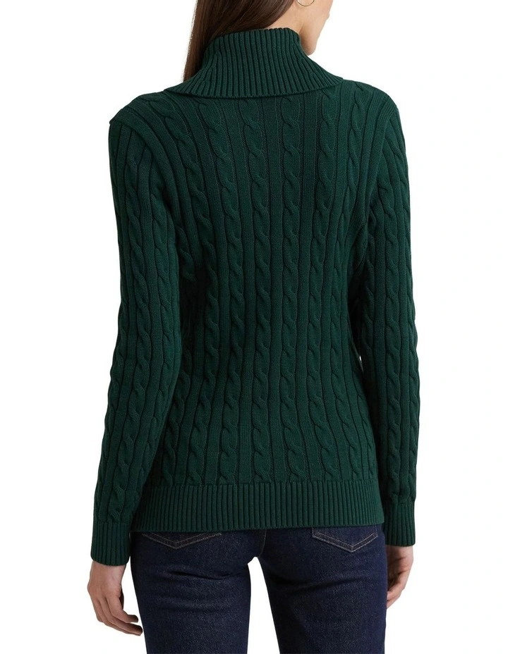 Buckled Cotton Sweater in Green image 2