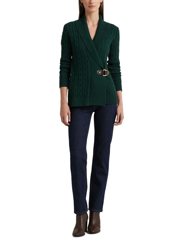 Buckled Cotton Sweater in Green image 3