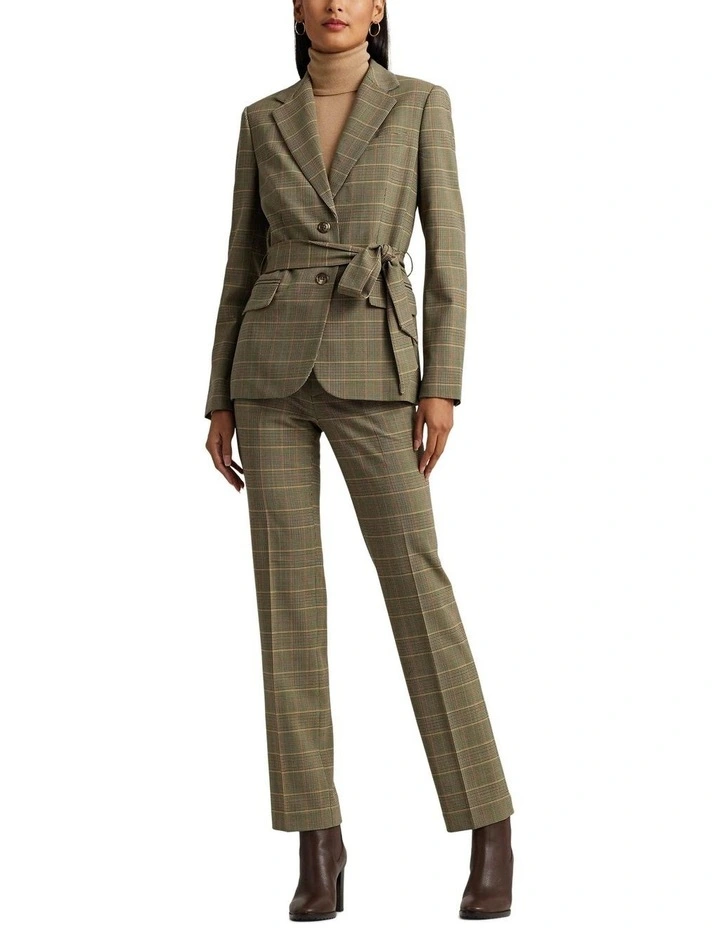 Checked Plaid Twill Straight-Leg Pant in Brown image 3