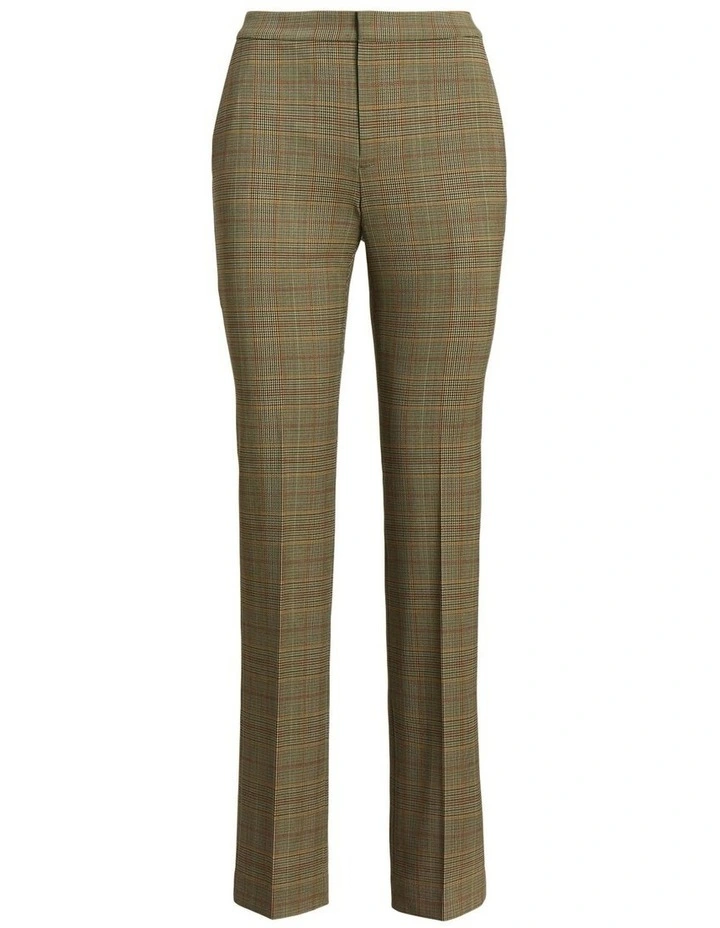 Checked Plaid Twill Straight-Leg Pant in Brown image 4