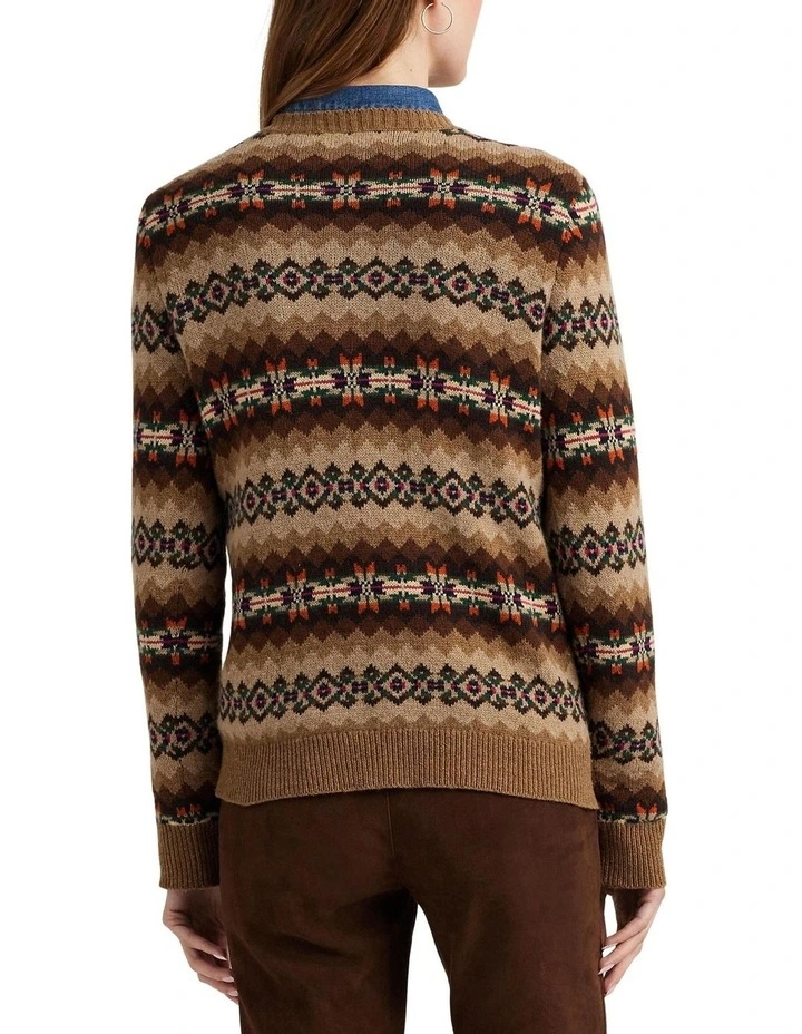Fair Isle Wool-Blend V-Neck Sweater in Assorted image 4