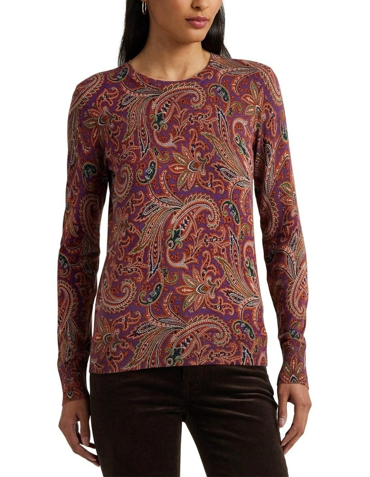 Paisley Cotton-Blend Sweater in Assorted image 1