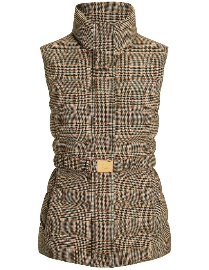 Glen Plaid Quilted Tweed Down Vest in Brown image 4