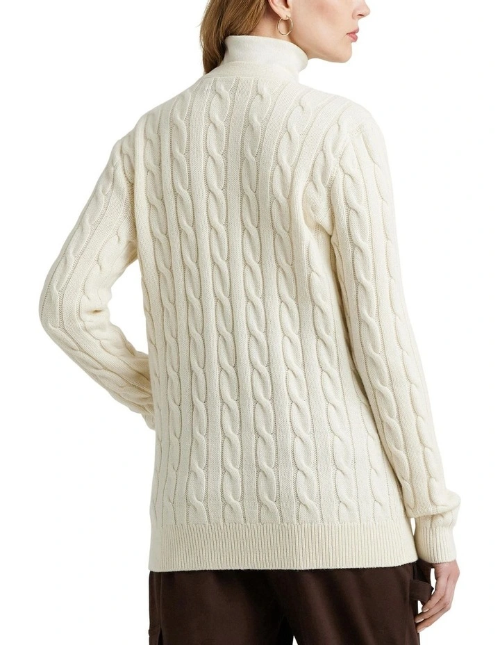 Bullion Cable-Knit Wool-Blend Cardigan in Beige image 2