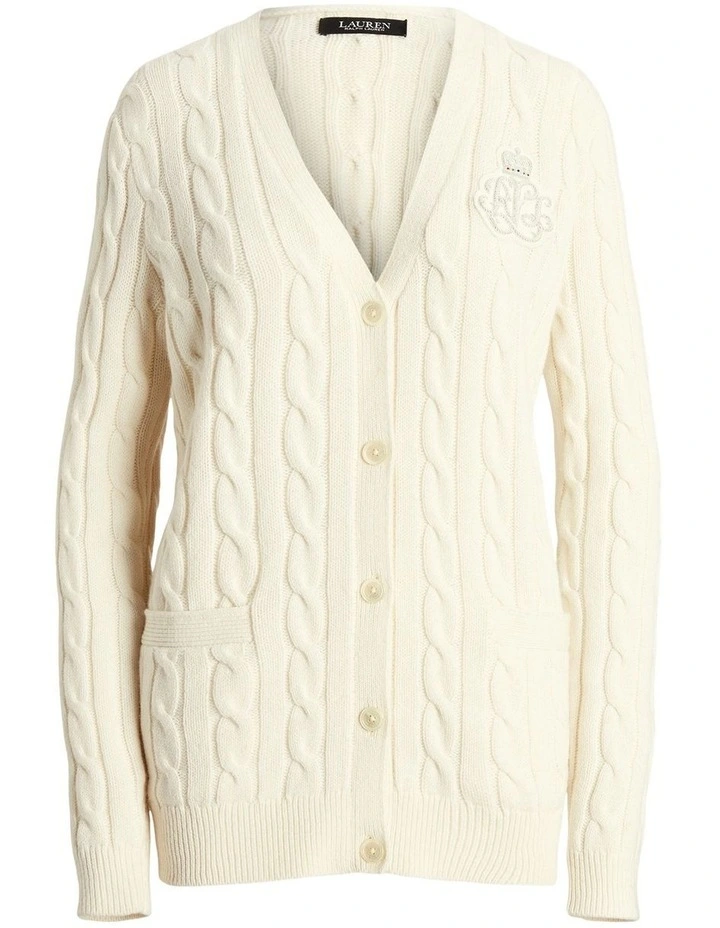 Bullion Cable-Knit Wool-Blend Cardigan in Beige image 4
