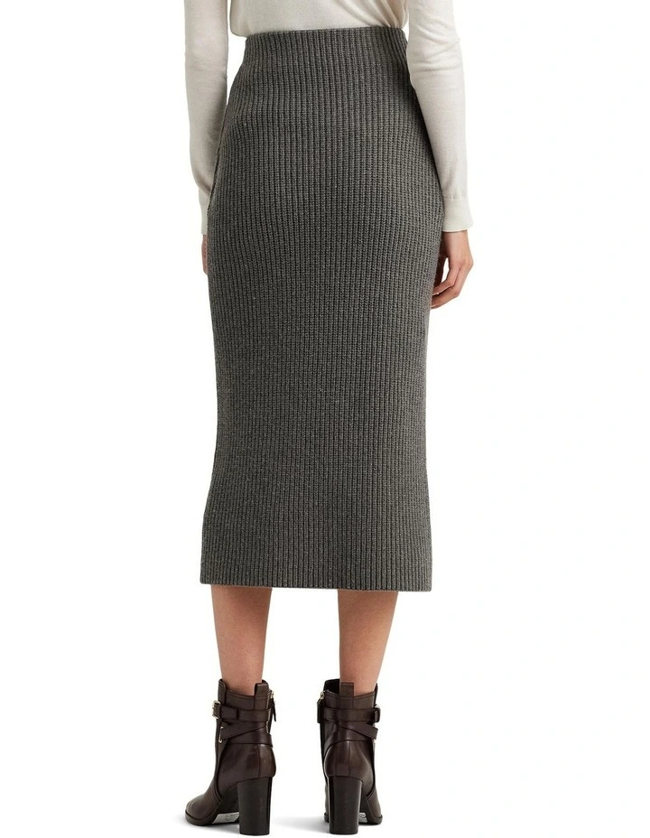 Cotton Knit Pencil Skirt in Grey image 2