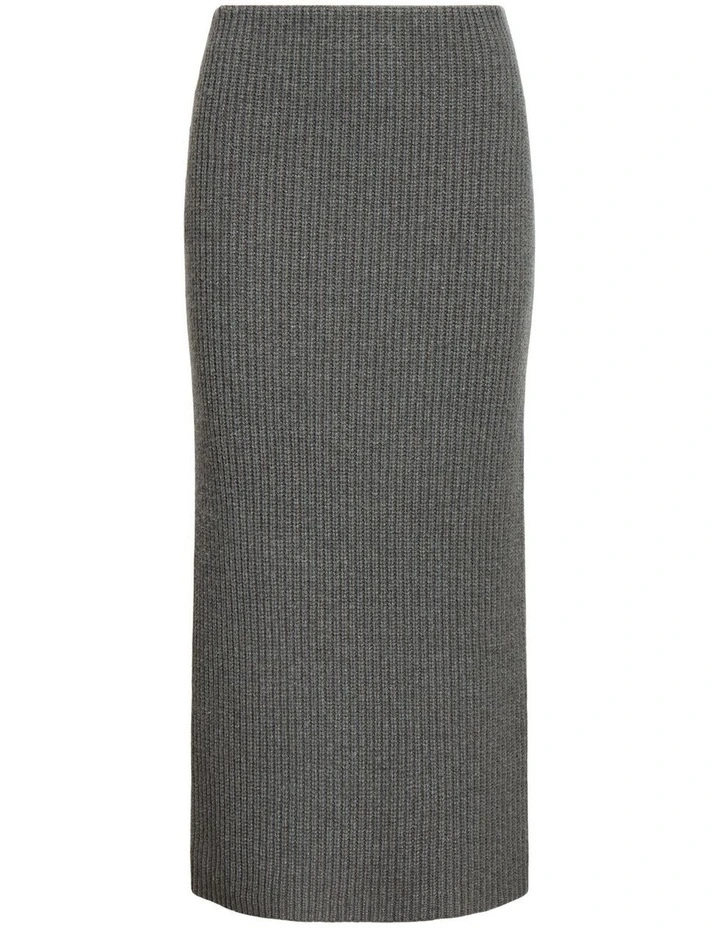 Cotton Knit Pencil Skirt in Grey image 4