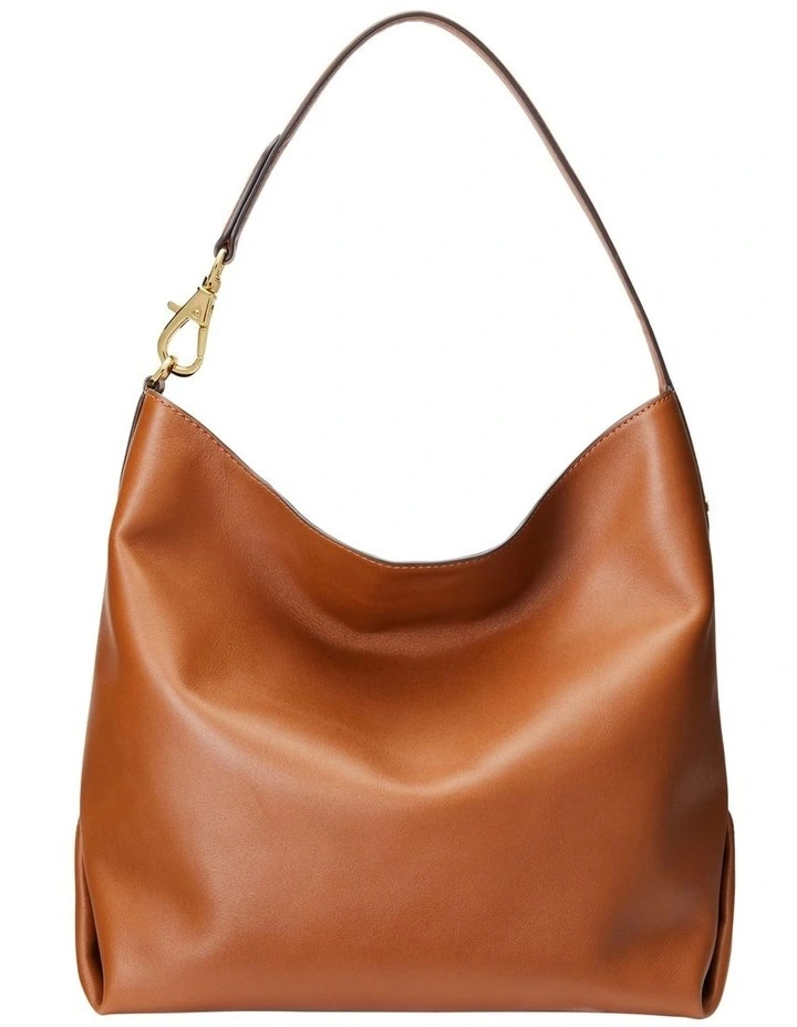 Leather Large Kassie Shoulder Bag in Brown image 1