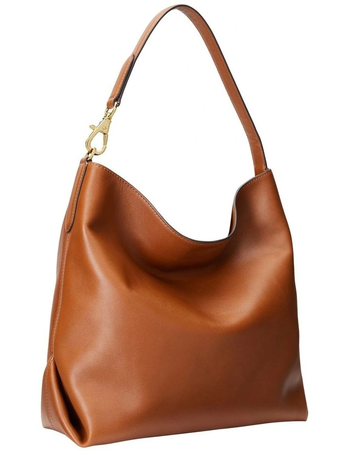 Leather Large Kassie Shoulder Bag in Brown image 2